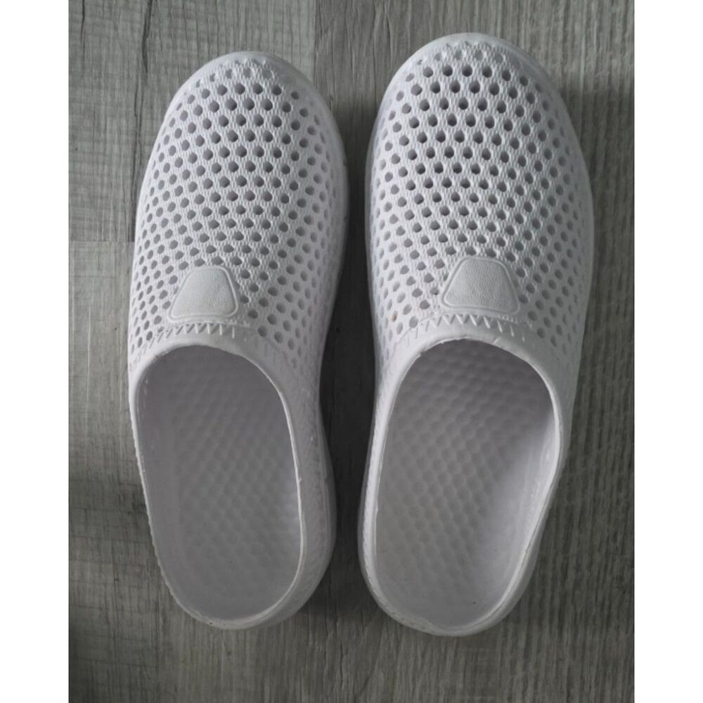New Women's White Perforated Foam Slip On Clogs Garden Shoes Mules US Size 9